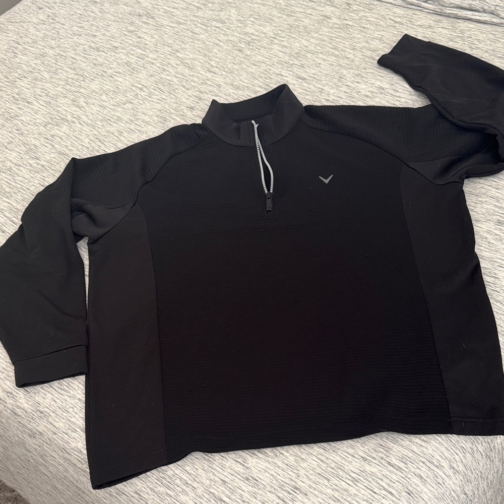 Callaway Black Ribbed Quarter-Zip Jacket